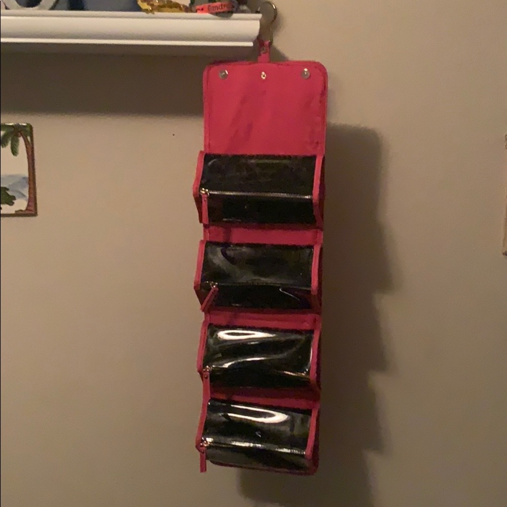 Cute make up and bathroom tote back that hangs up